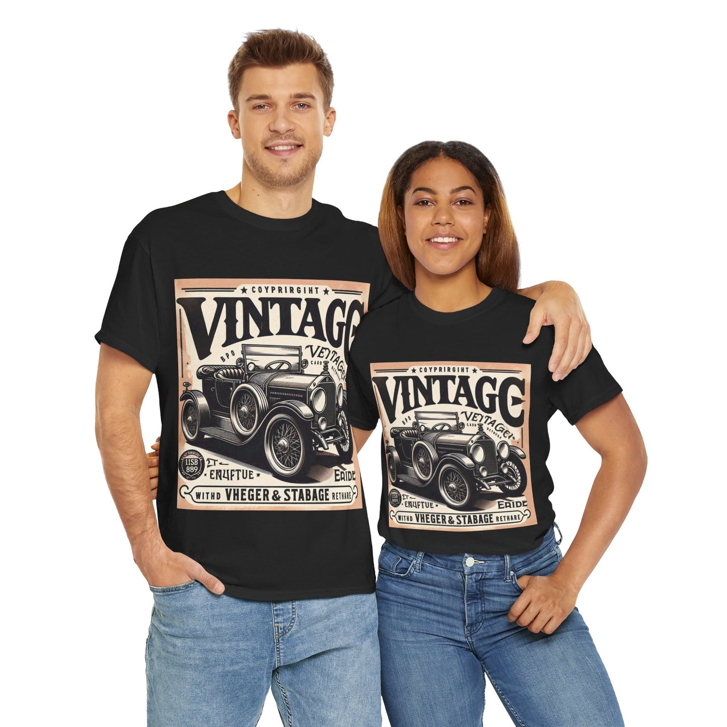 Flag Village USA Vintage Car Flag T-SHIRT Heavy Cotton Tee USA0008