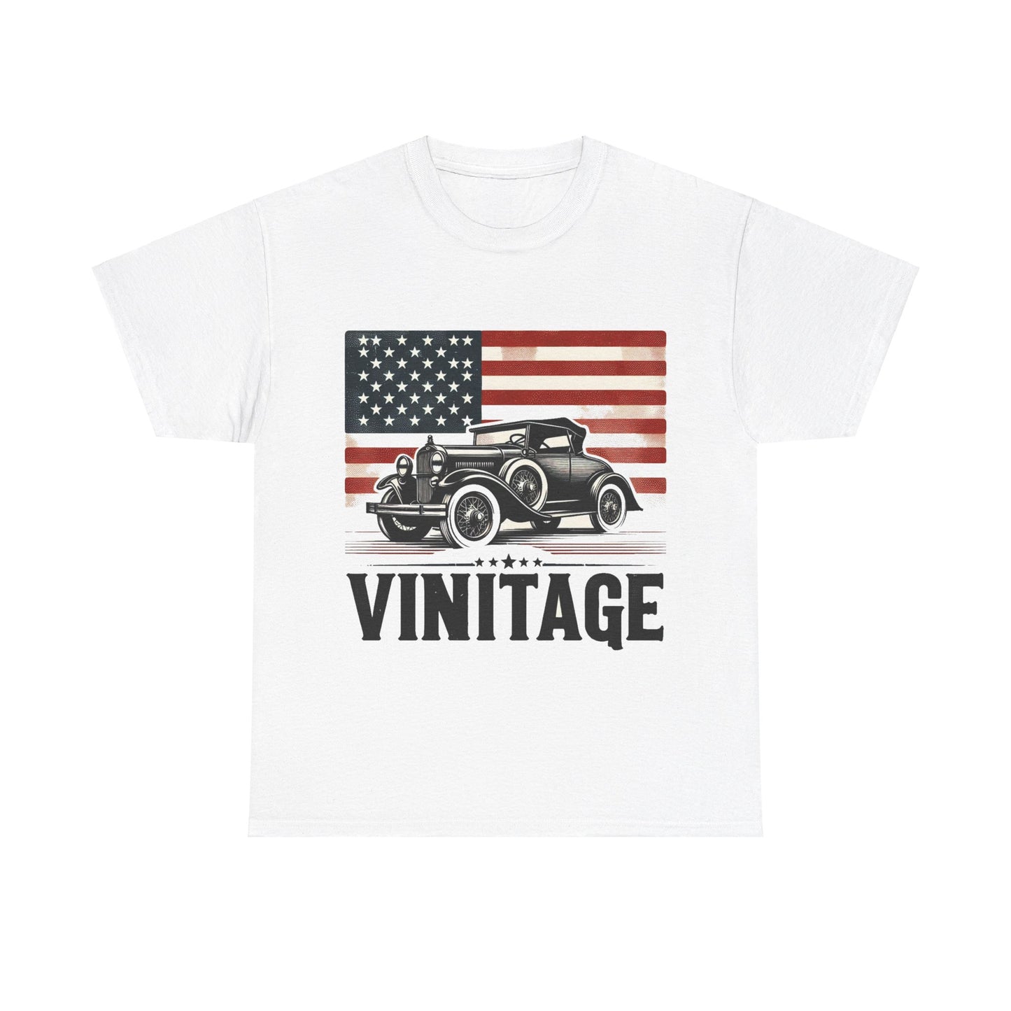 Flag Village USA Vintage Car Flag T-SHIRT Heavy Cotton Tee USA0002