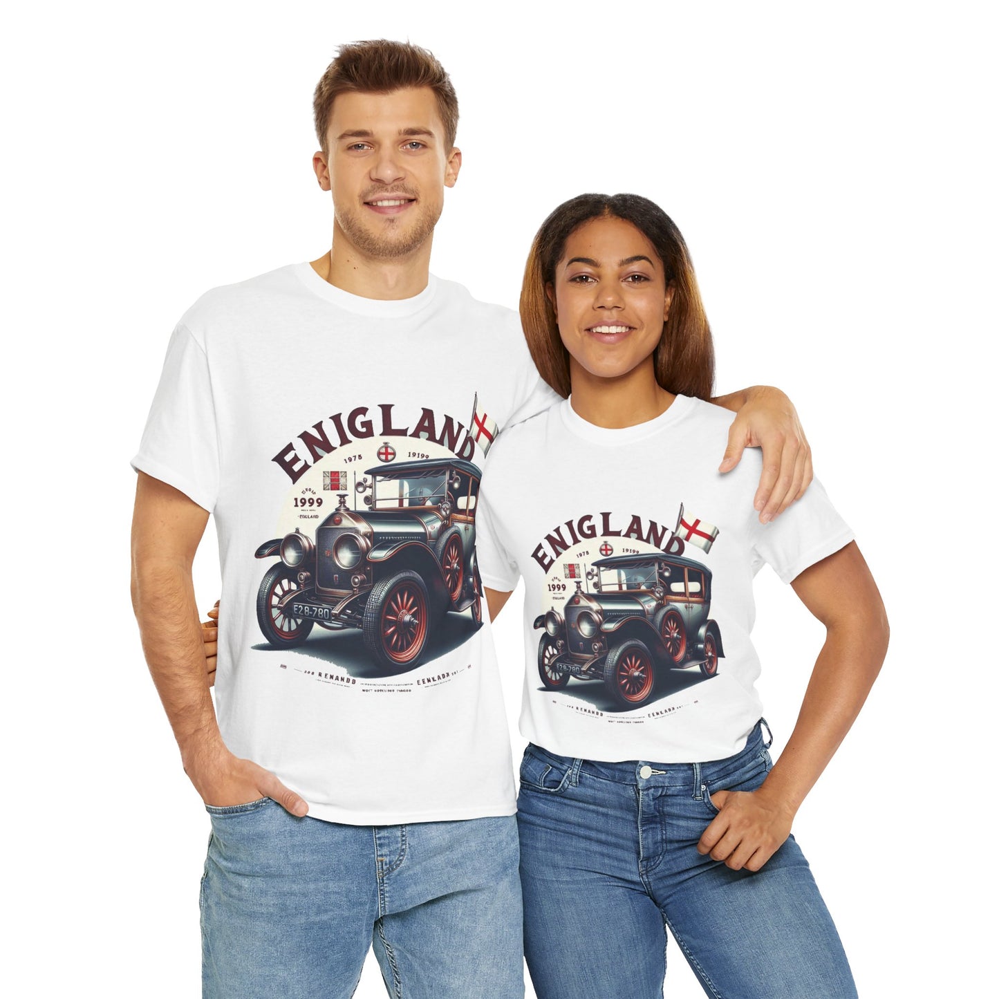 Flag Village UK Vintage Car Flag T-SHIRT Heavy Cotton Tee UK0020