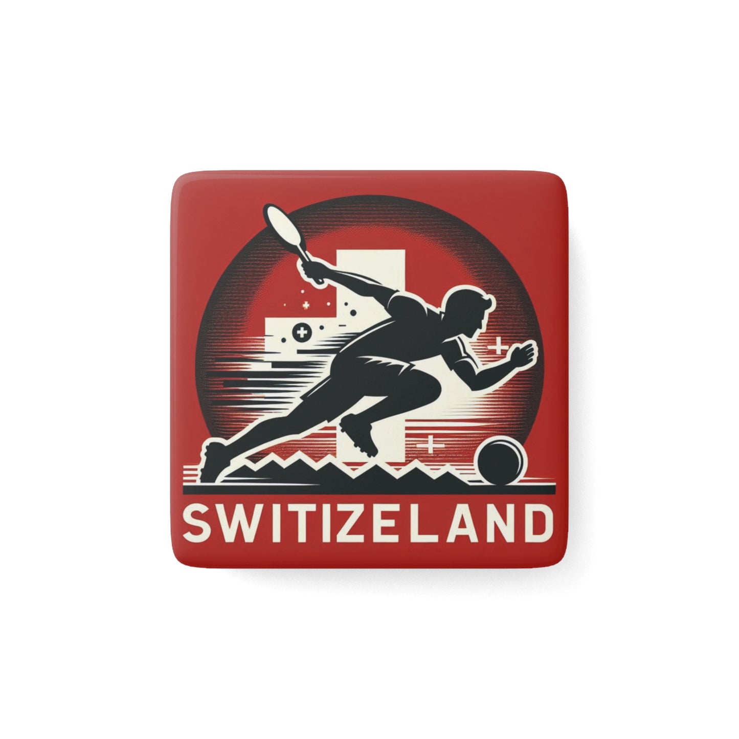Flag Village Switzerland Flag Sporting Porcelain Magnet, Square CHE0006