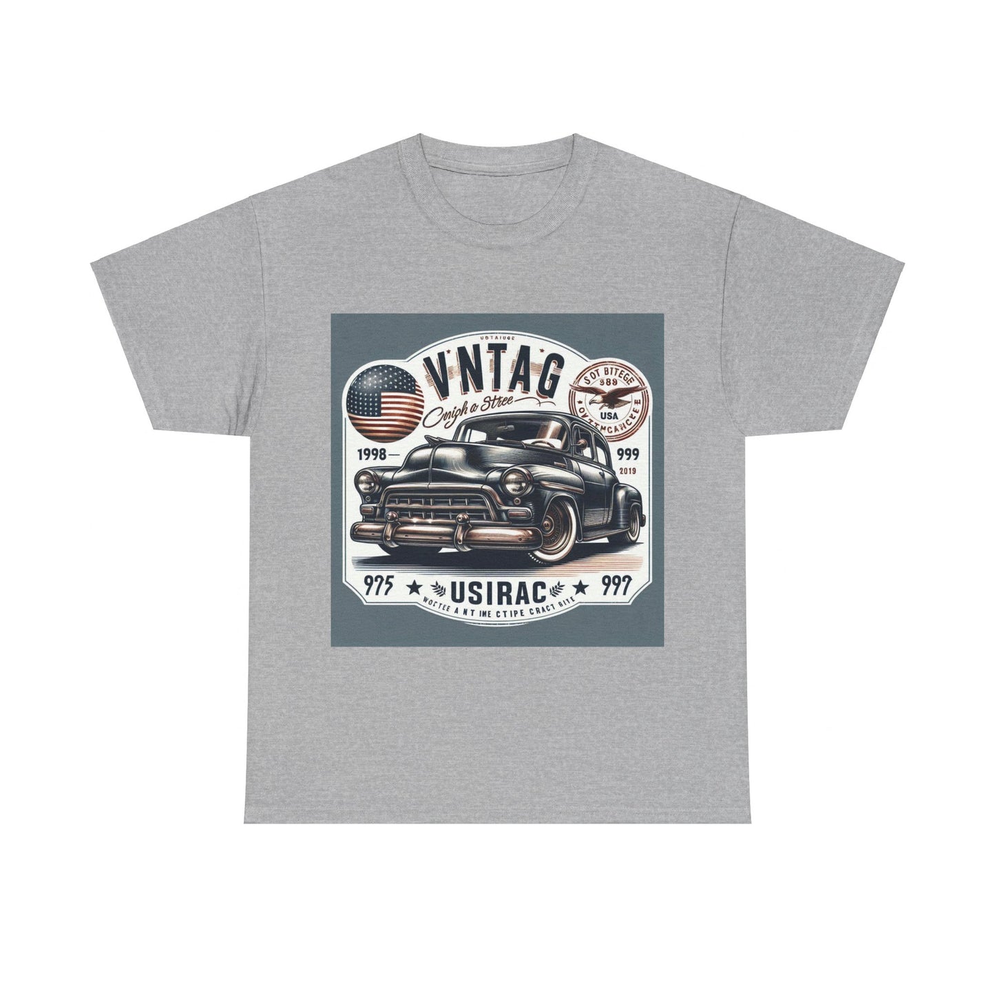 Flag Village USA Vintage Car Flag T-SHIRT Heavy Cotton Tee USA0018