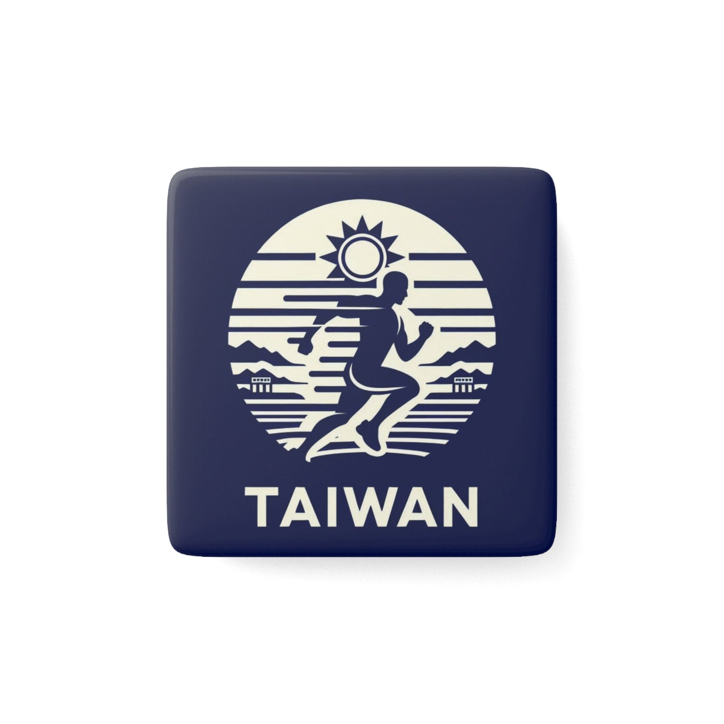 Flag Village Taiwan Flag Sporting Porcelain Magnet, Square TWN0006