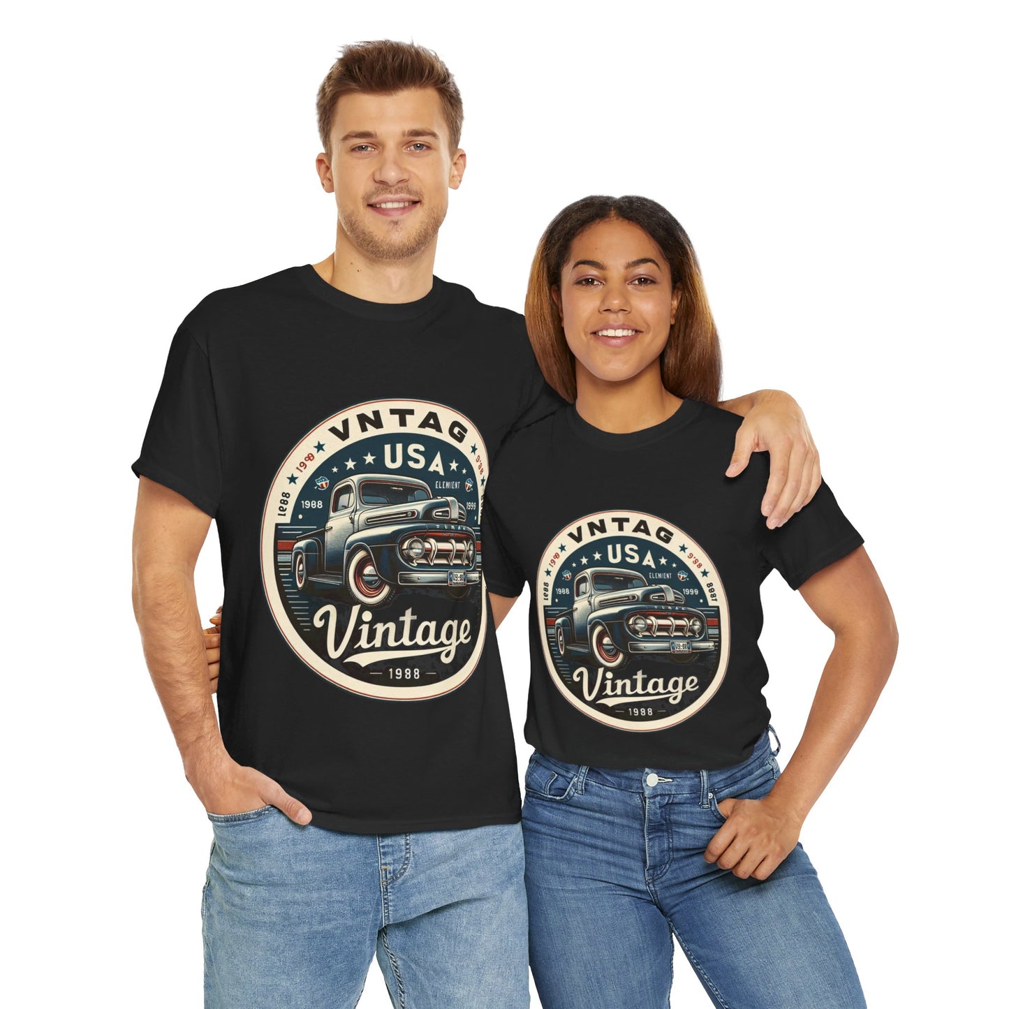 Flag Village USA Vintage Car Flag T-SHIRT Heavy Cotton Tee USA0013