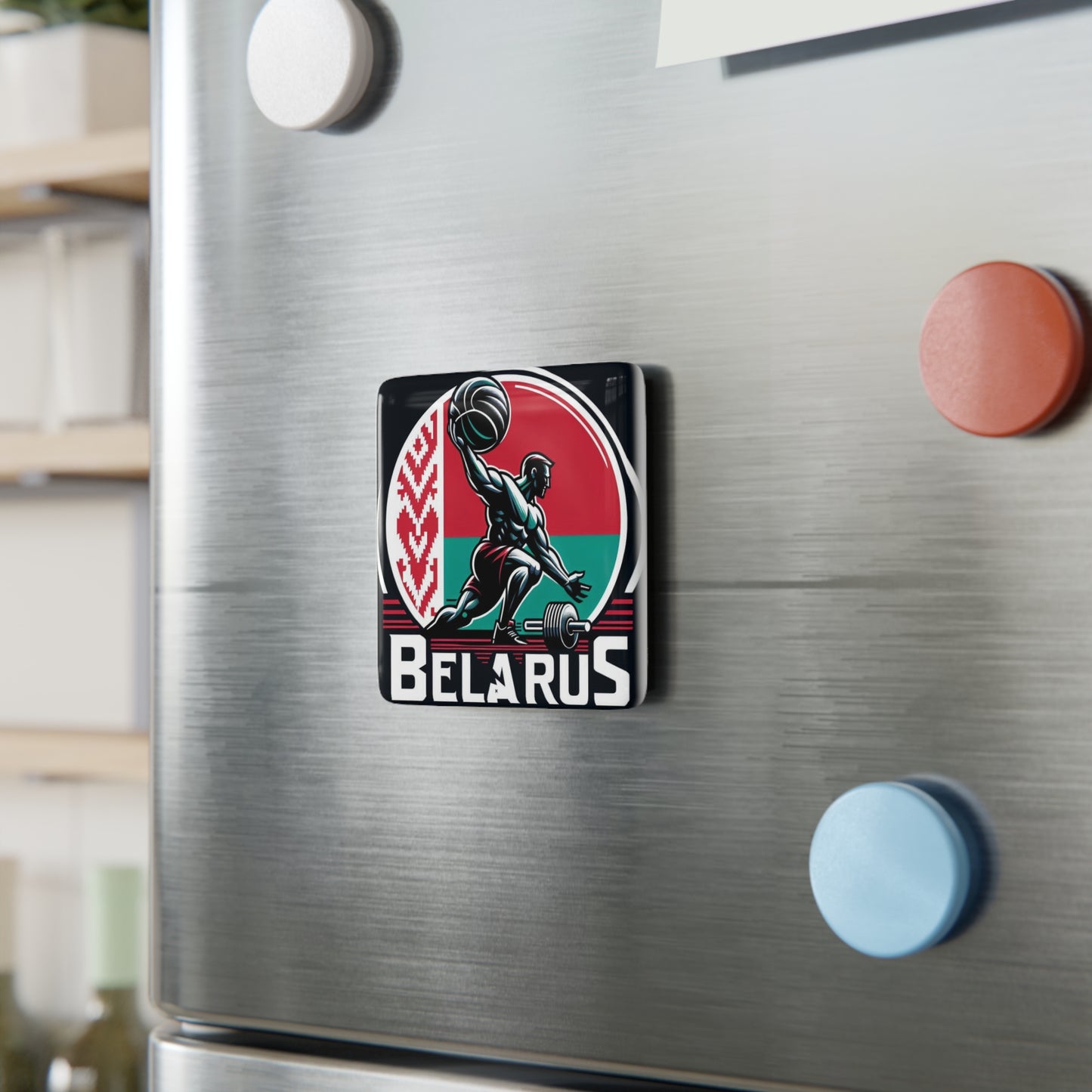 Flag Village Belarus Flag Sporting Porcelain Magnet, Square BLR0006