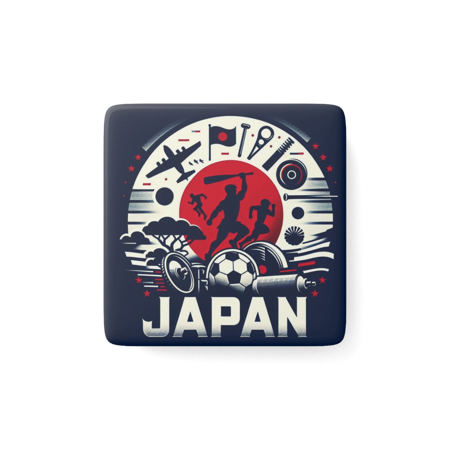Flag Village Japan Flag Sporting Porcelain Magnet, Square JPN0006