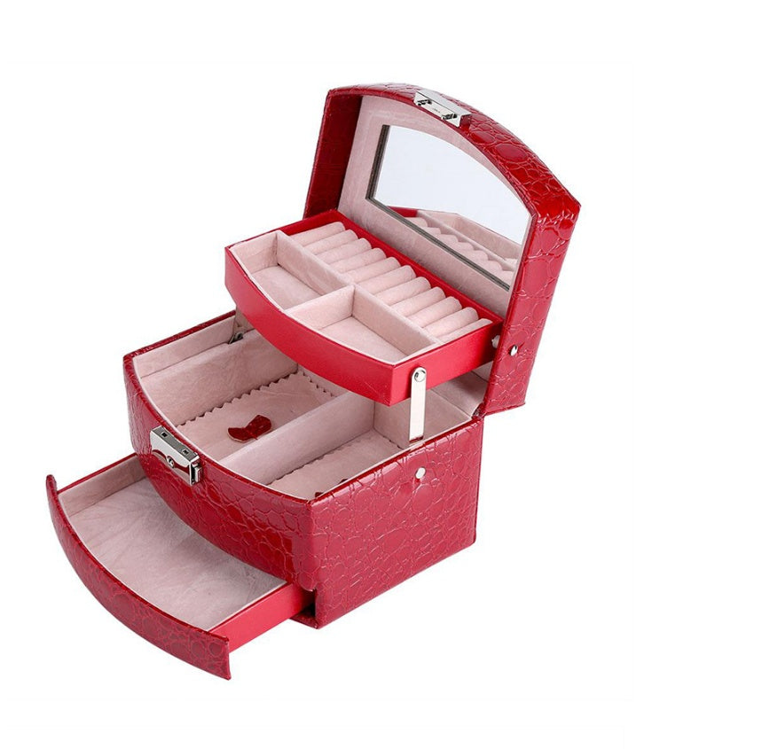Flag Village 3 Layers Jewelry Boxes And Packaging Leather Makeup Organizer Storage Box Container Case Gift Box Women Cosmetic Casket