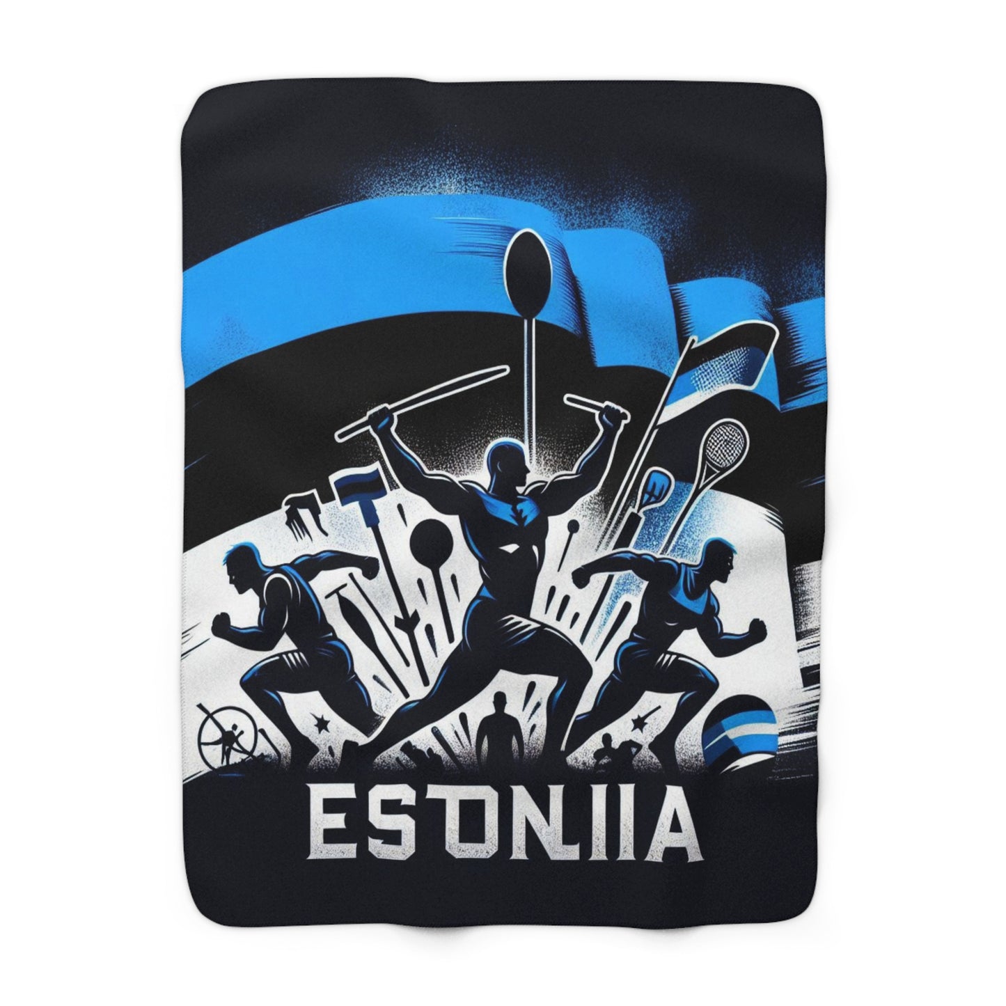 Flag Village Estonia Sporting Flag Sherpa Fleece Blanket EST0003
