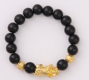 Flag Village Obsidian 18K Gold Bracelet six brave words on hand and little Pearl transport gifts wholesale