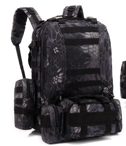 Flag Village Men's Travel Backpack Oxford Cloth Outdoors Backpack Army Camouflage Tactics Double Shoulder Bag Mountaineering Large Combination Backpack
