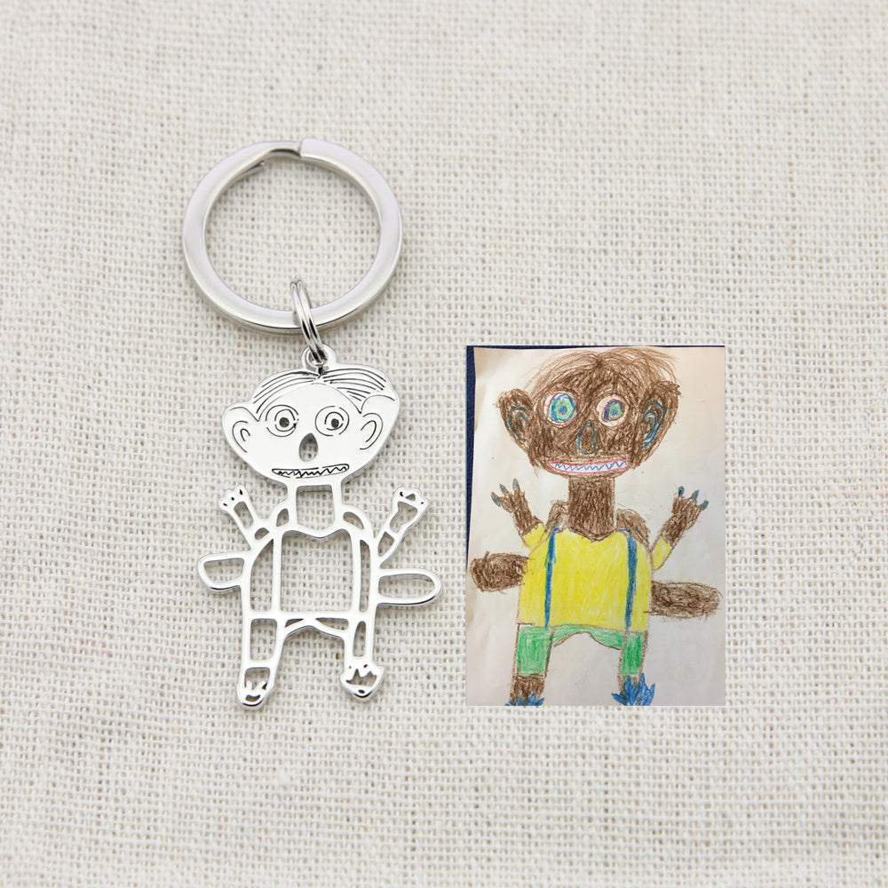 Flag Village Custom Kids Drawing Painting Necklace Stainless Stee Personalized Children Artwork Pendant For Kids Mom Family Jewelry Gifts
