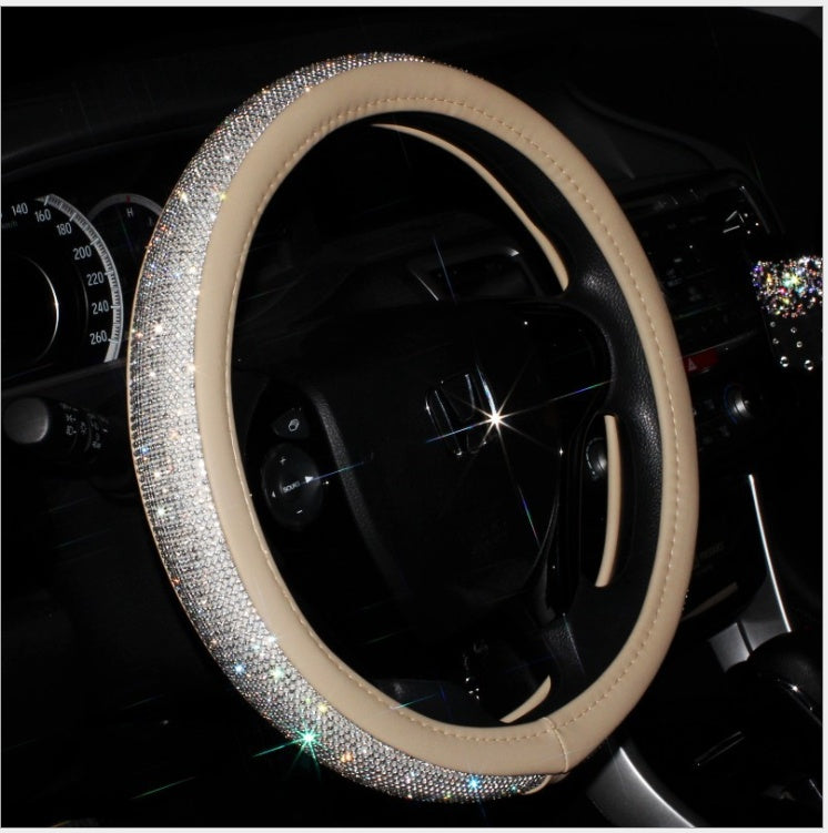 Flag Village Auto Tools Car steering wheel handle set Four seasons universal really cute feminine cartoon leather anti-slip handle