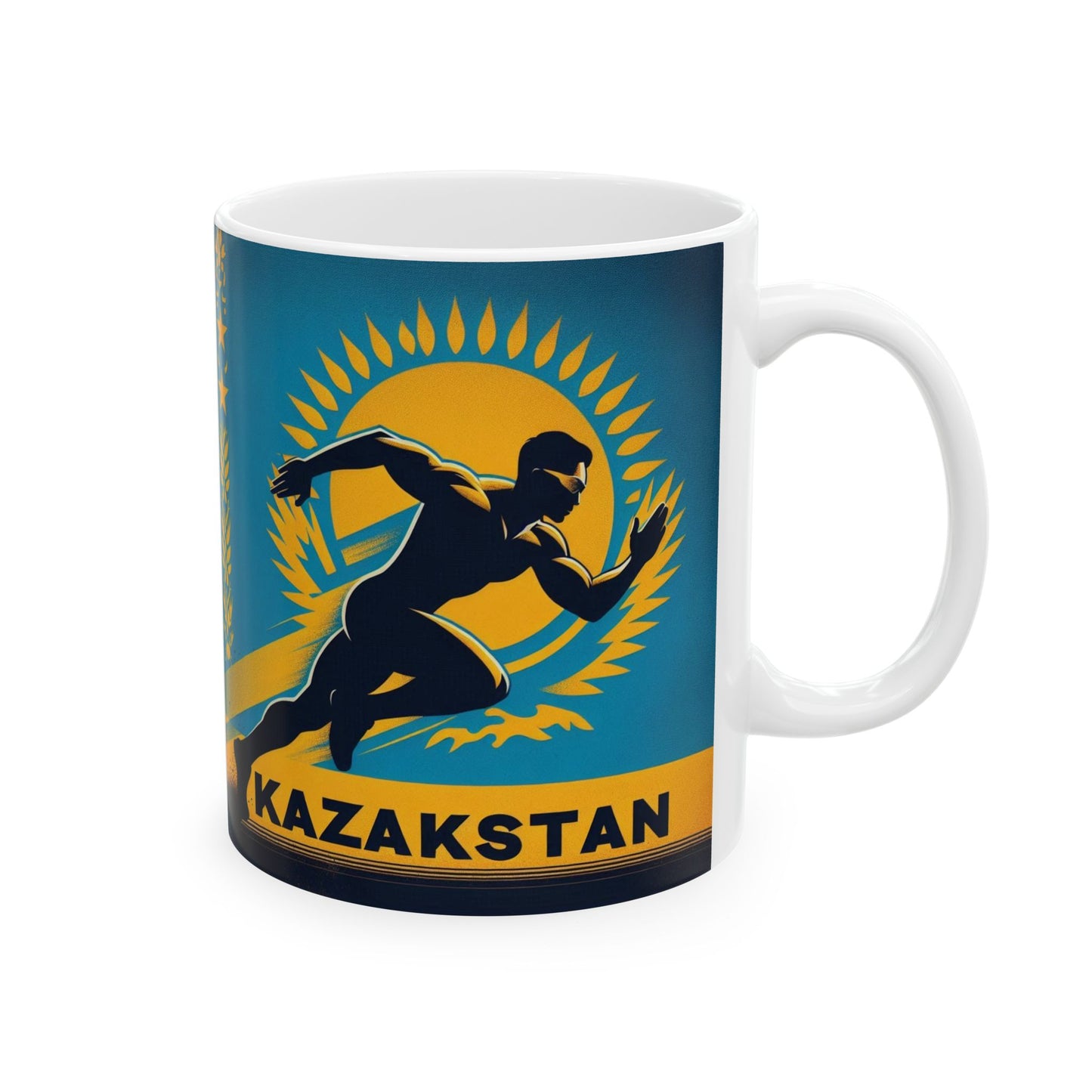 Flag Village Kazakhstan Sporting Flag Ceramic Coffee Mug 11oz KAZ0008