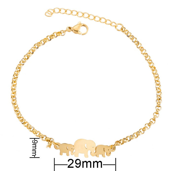 Flag Village Gold Color Charms Bracelet Femme Stainless Steel Women Jewelry Lucky Origami Elephant Bracelets Friendship Gifts
