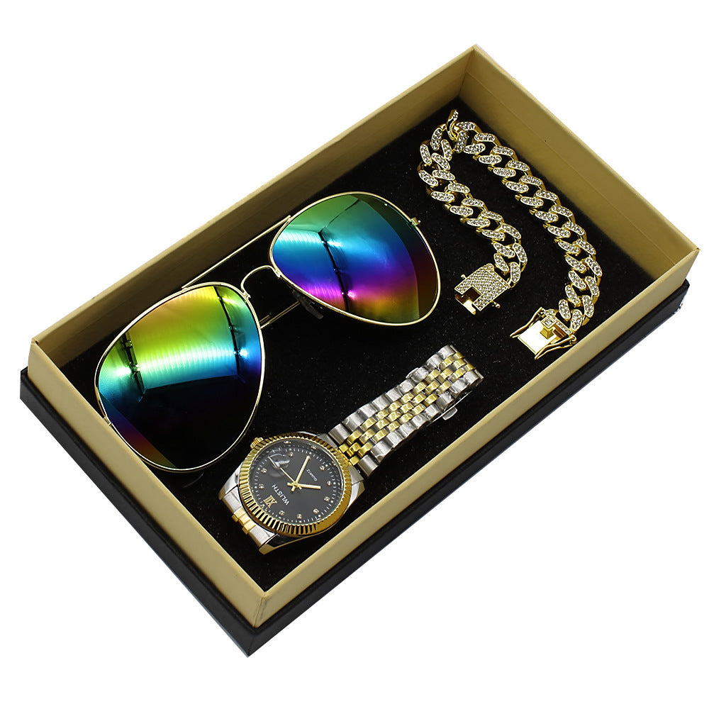 Flag Village Wristwatch Glasses New Men's Watch Business Foreign Trade Sunglasses Watch Gift Box Suit