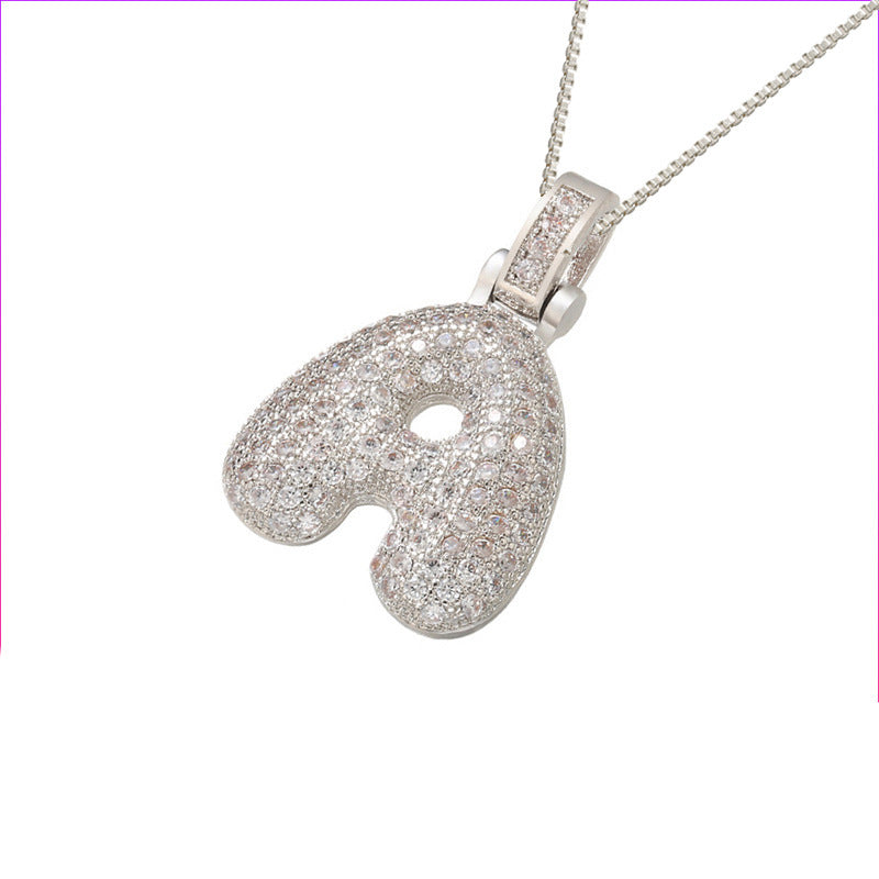 Flag Village Clavicle Chain Copper Micro Inlaid Zircon 26 Letter Pendant Necklace For Women's Birthday Jewelry Gifts
