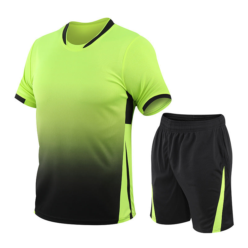 Flag Village Summer Gradient Digital Printing Loose Short-sleeved T-shirt Two-piece Summer Plus Size Shorts Suit Men