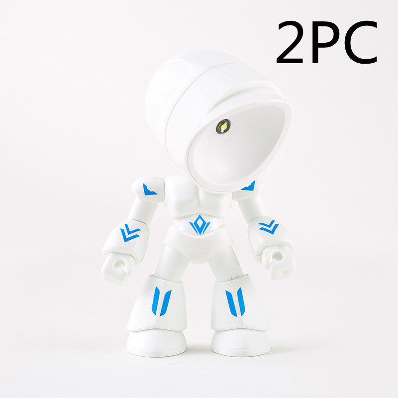 Flag Village Cute LED Hero Table Lamp Mini Portable Cool Mecha Cute Robot Night Light Bedroom Home Decoration Kids Boys Gifts