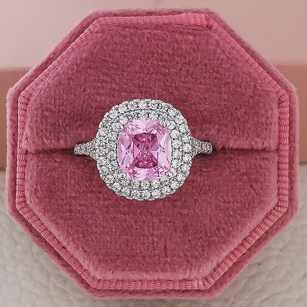 Flag Village Fashion Jewelry Luxury Multicolor Charm Cubic Zirconia Wedding Rings For Women T Shape Stone Party Jewelry Gifts