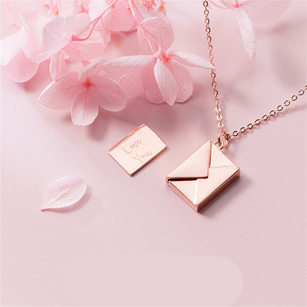 Flag Village Custom Text Love Letter Envelope Pendant Confession Locket Necklace Jewelry Special Gifts For Women Teens Girlfriend Wife Lover