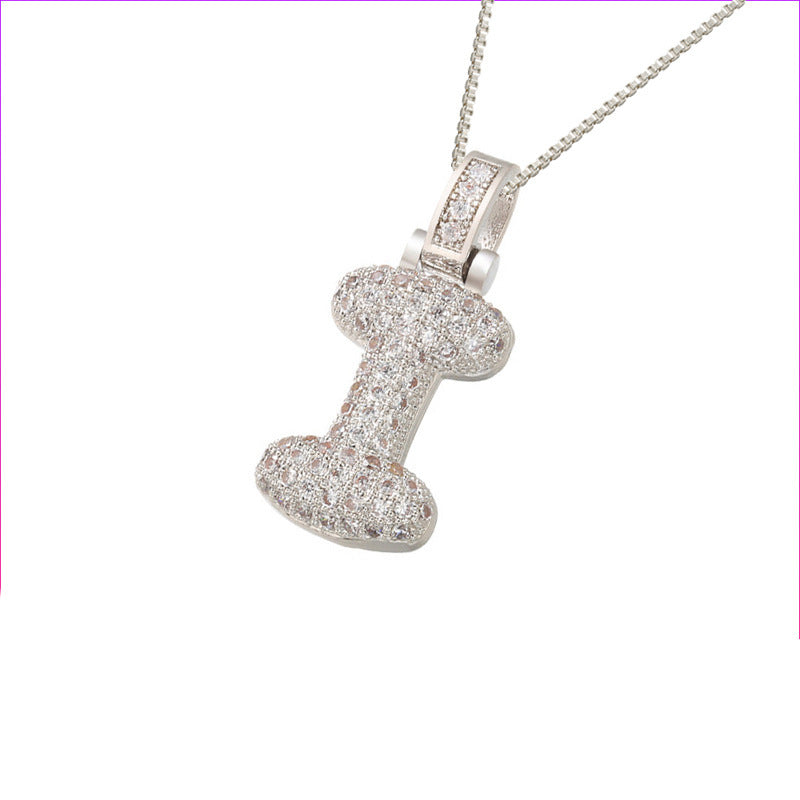 Flag Village Clavicle Chain Copper Micro Inlaid Zircon 26 Letter Pendant Necklace For Women's Birthday Jewelry Gifts