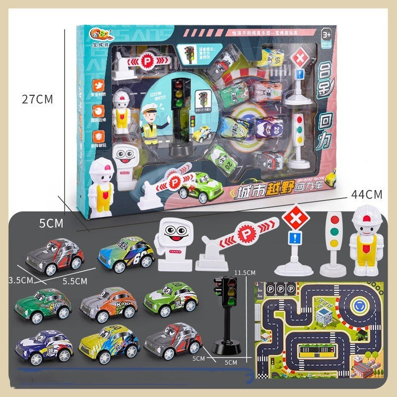 Flag Village Alloy Metal Car Model Non-duplicate Children's Simulation Model Car Set High-grade Gift Box