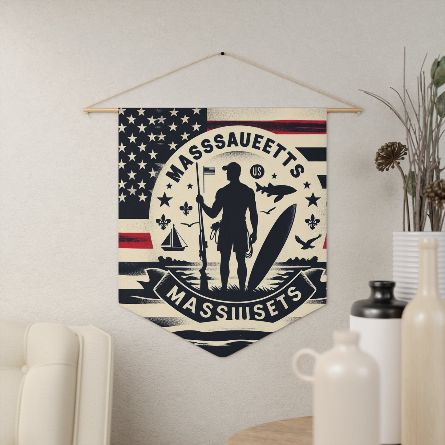 Flag Village Massachusetts State Flag Pennant Sporting Home Wall decoration MA0001