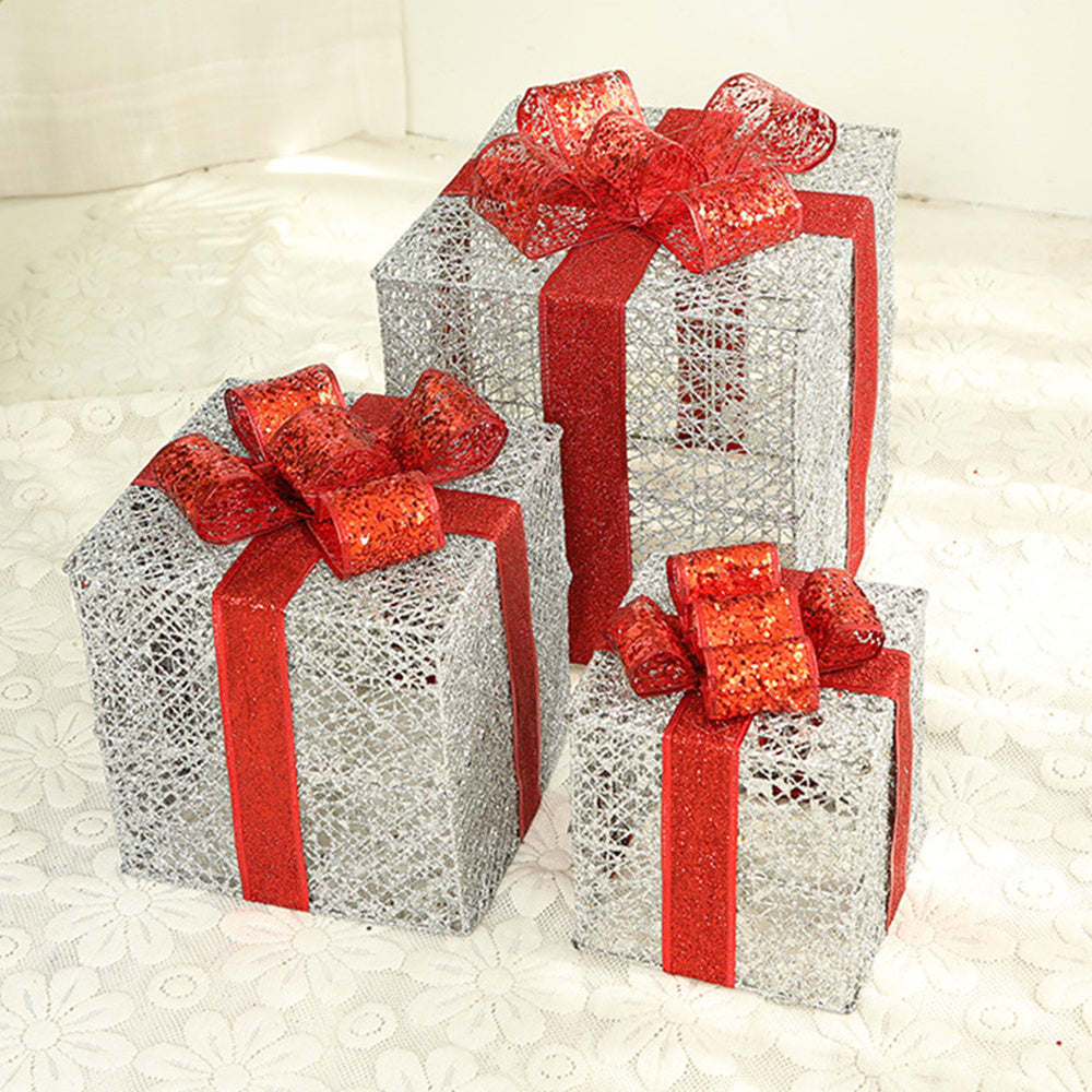 Flag Village Christmas wrought iron gift box three-piece set