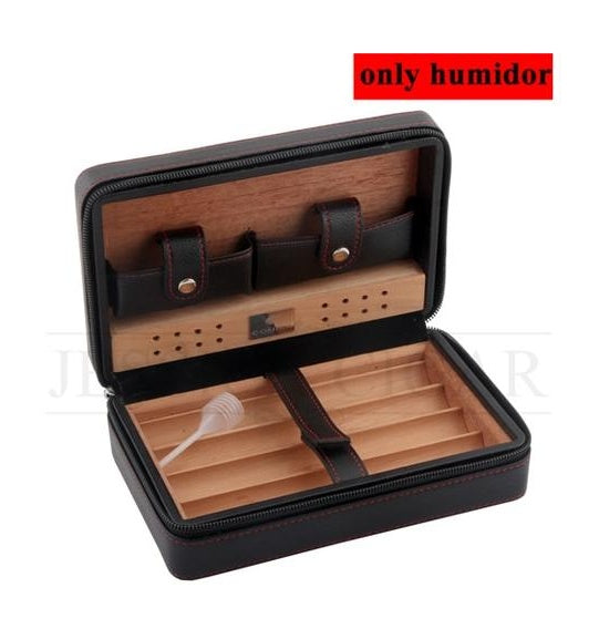 Flag Village Travel Humidor - Best Portable Leather Travel Cigar Humidifier Gift Box