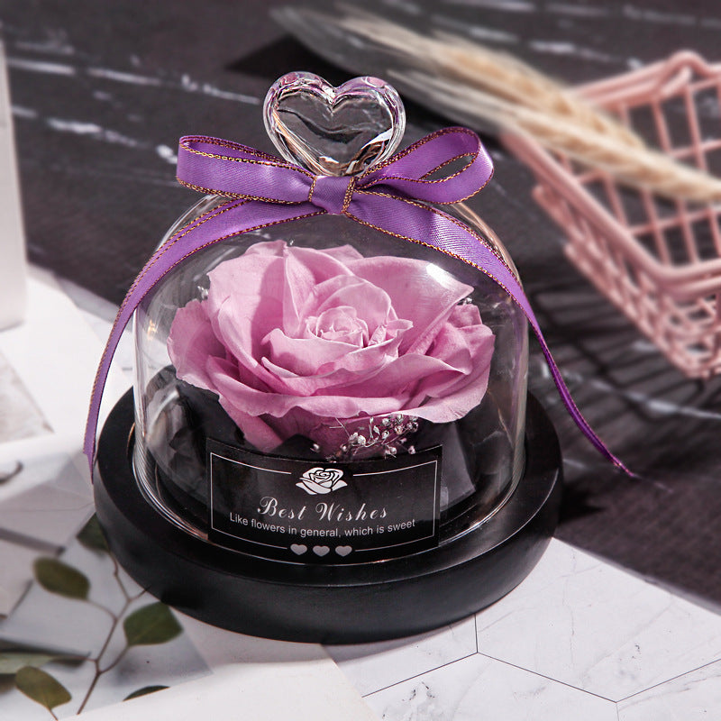 Flag Village Valentine's Day Christmas Dried Flowers For Home Decor Wedding Gifts Dried Flowers Eternal Real Rose Home Decor With LED In Glass