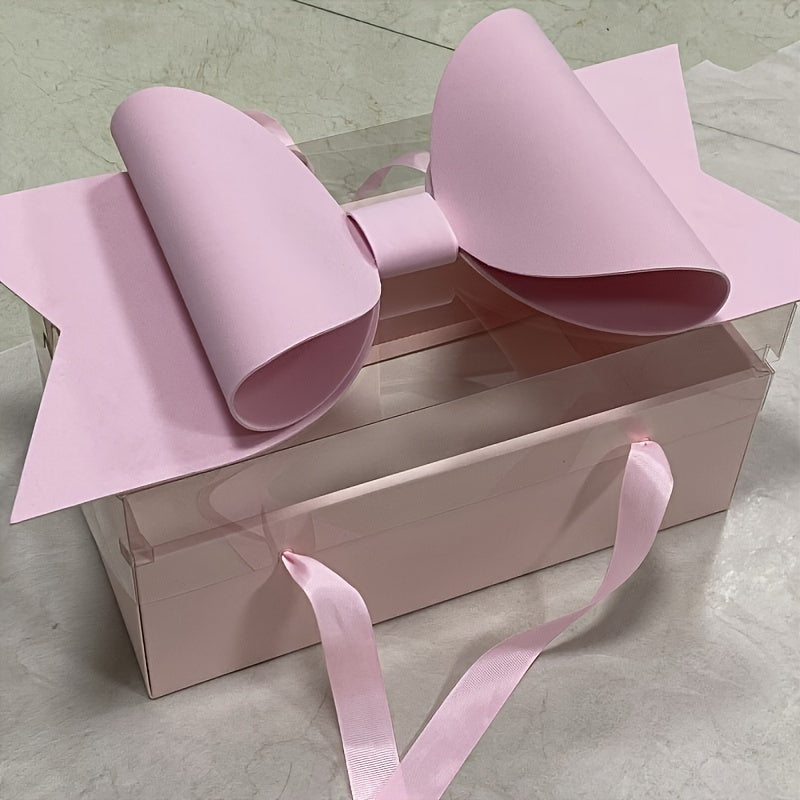 Flag Village 1 Set Of 5pcs Fruit Gift Box, Bow Flower Box, Transparent Fruit Flower Gift Box, Rose Flower Box, Valentine's Day DIY Portable Flower Cake Box, Fruit Gift Box