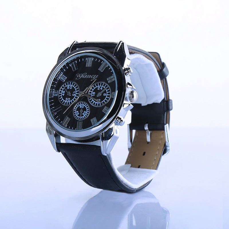Flag Village Fashion Men's Quartz Wrist Watch Clock Belt Wallet Gift Box Three-piece Set