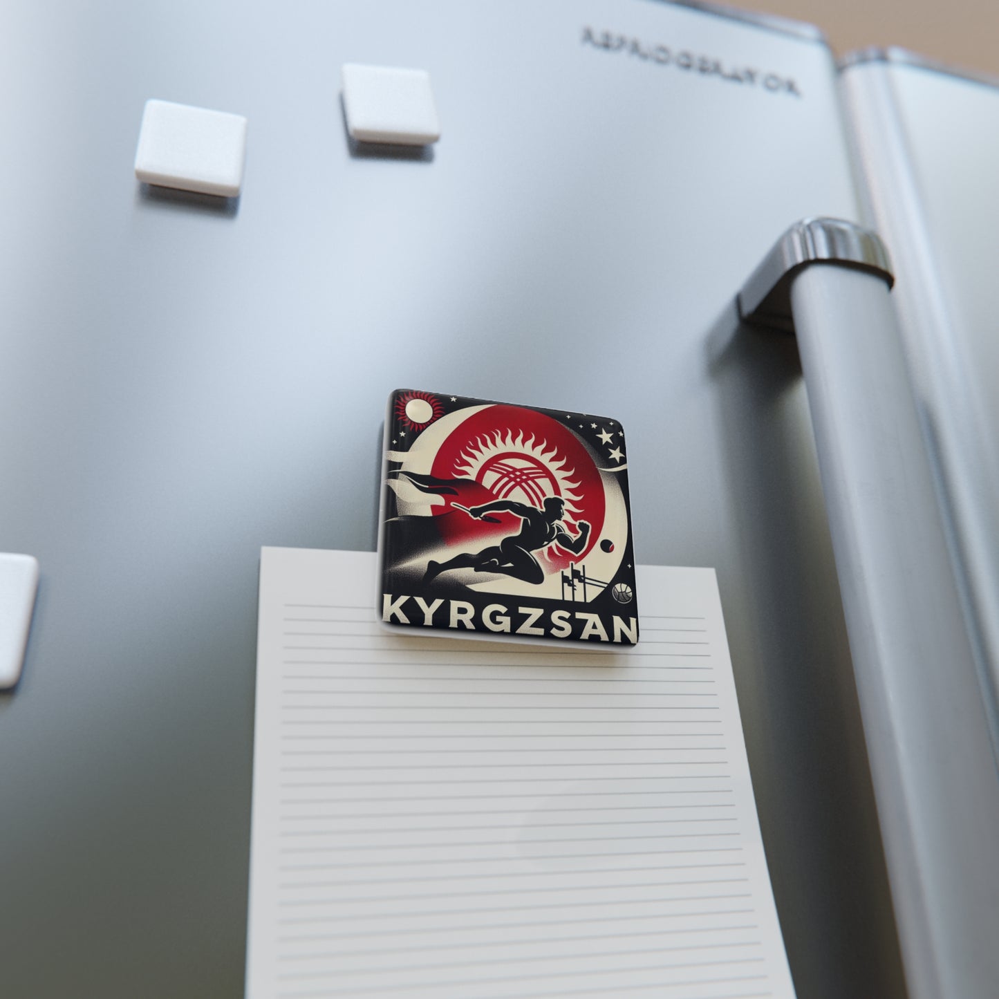Flag Village Kyrgyzstan Flag Sporting Porcelain Magnet, Square KGZ0005