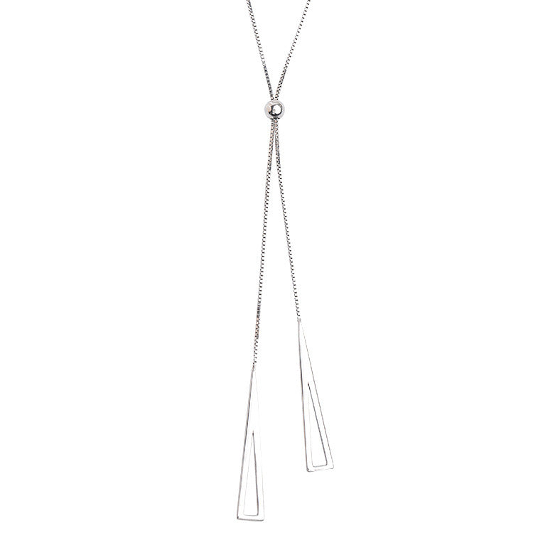 Flag Village Sterling Silver Geometric Triangle Necklace for Women Adjustable Clavicle Chain Necklace Jewelry Gifts
