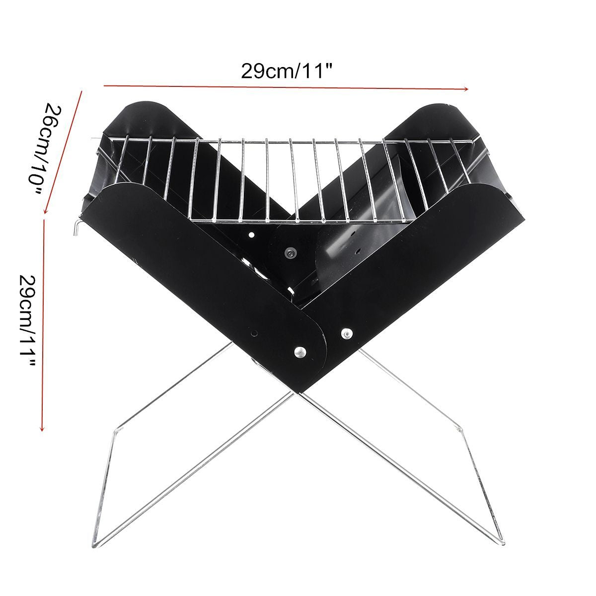 Flag Village BBQ Grill Folding Stainless Steel Portable Small Barbecue Grill Tool BBQ Outdoor Camping Charcoal Furnace BBQ Grills Accessories