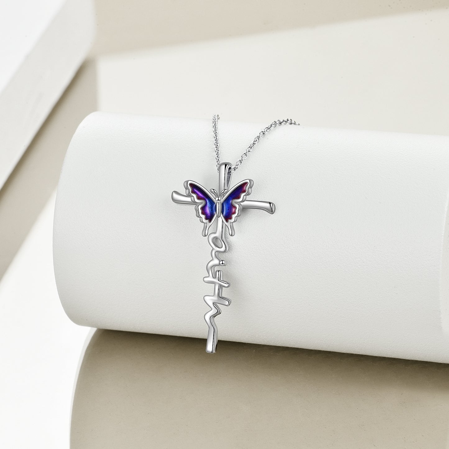 Flag Village Sterling Silver Butterfly Cross Necklace Jewlery Gifts for Women