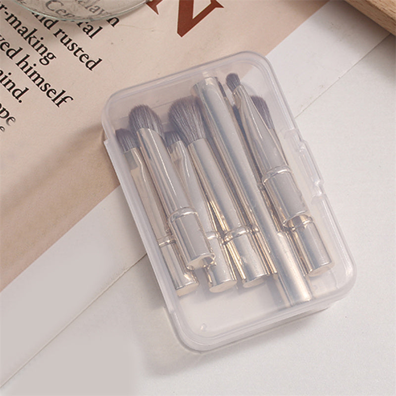 Flag Village 6Pcs Mini Travel Makeup Brushes Set With Box Portable Cosmetic Powder Foundation Blush Blending Concealer Make Up Brushes Set