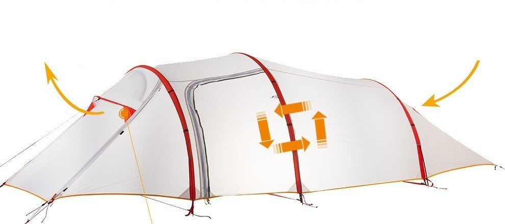 Flag Village Static Nebula Layer Light 3 Person Tunnel Tent Outdoor Mountaineering Camping
