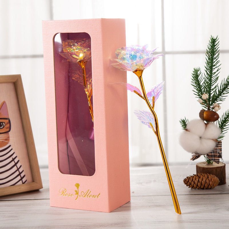 Flag Village Gold Foil Rose Flower Window Gift Box For Valentine's Day