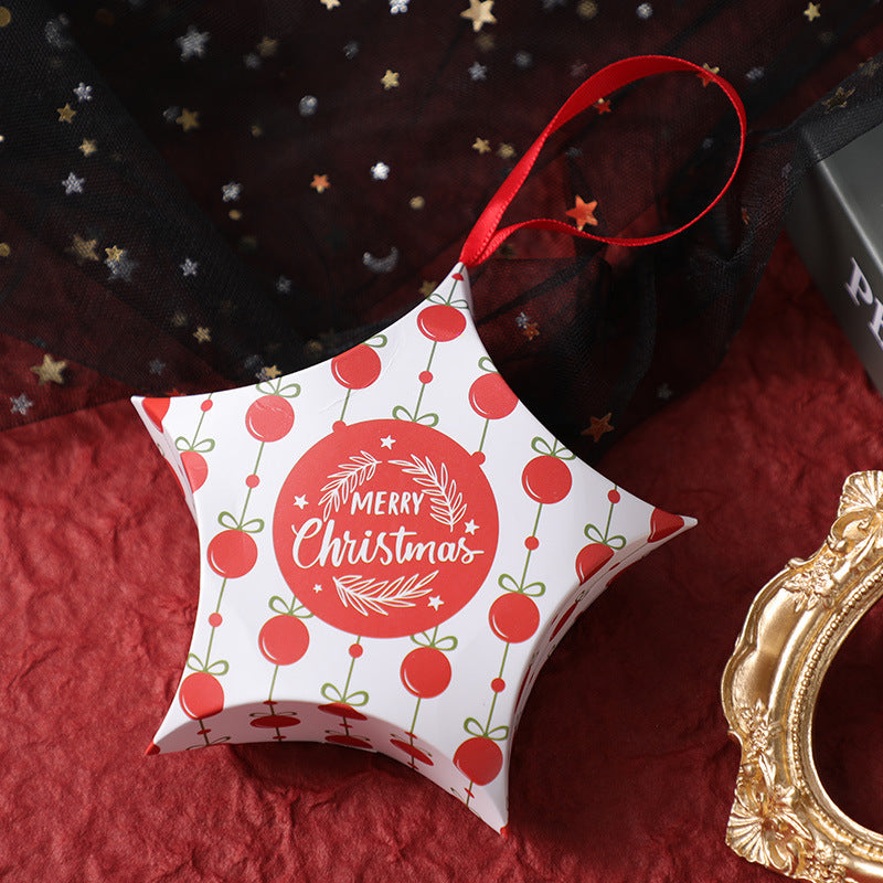 Flag Village Christmas Gift Boxes Santa Claus Candy Box Star Shape Merry Christmas Boxes Bags for Home New Year Xmas Decor Kids Gifts
