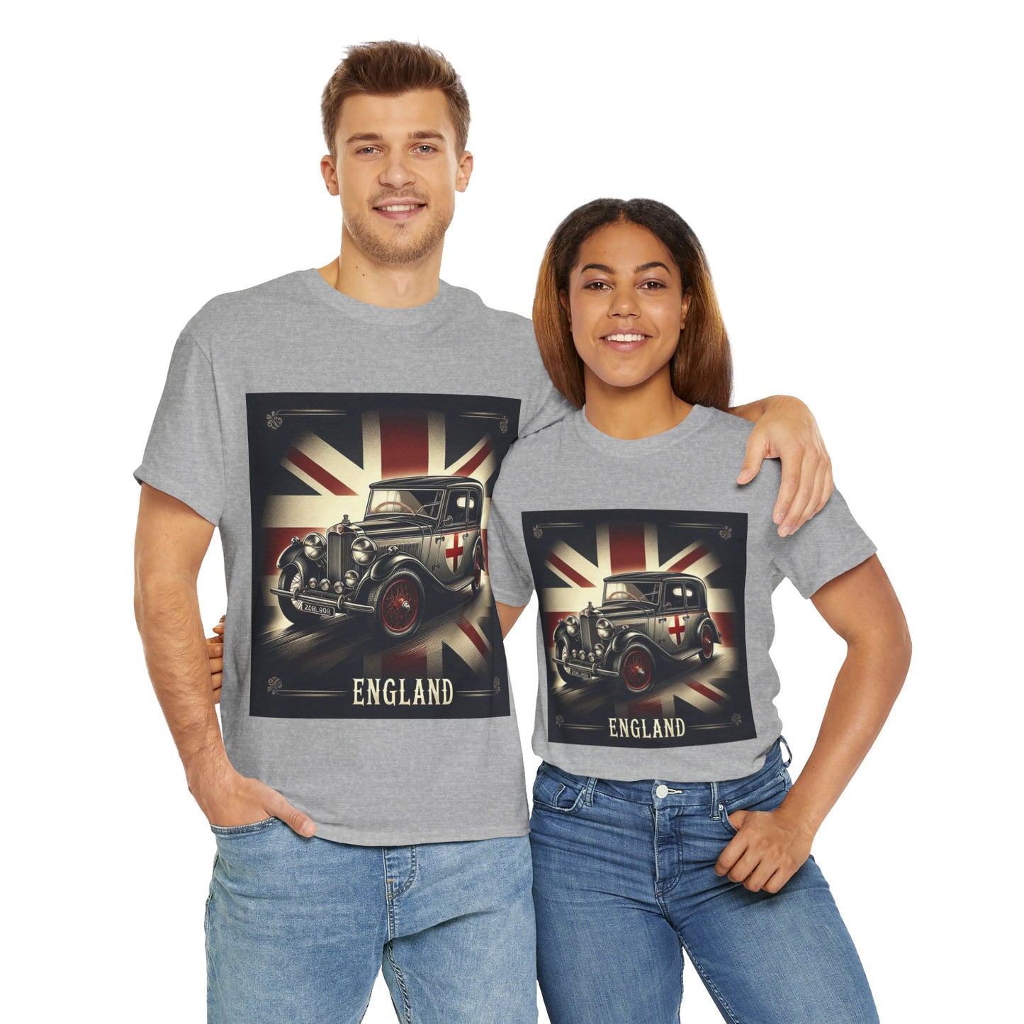 Flag Village UK Vintage Car Flag T-SHIRT Heavy Cotton Tee UK0004