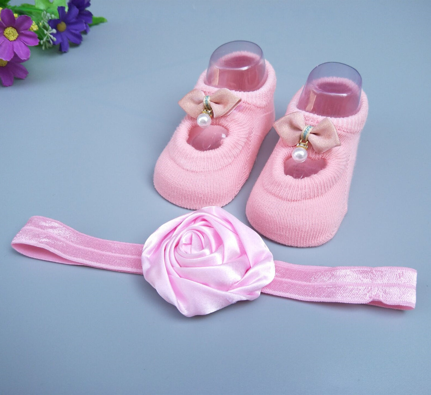 Flag Village New Baby Girl Socks Headband Gift Box