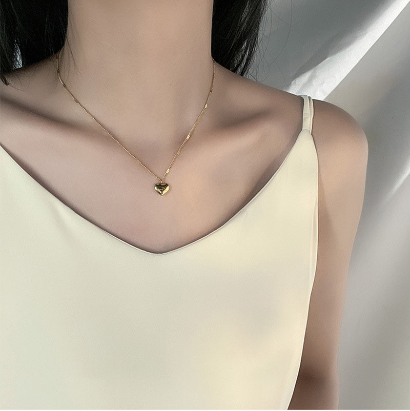Flag Village Fashion Jewelry Necklace For Women New Trend Vintage Simple Love Heart Pendant Elegant Party Jewelry Birthday Gifts