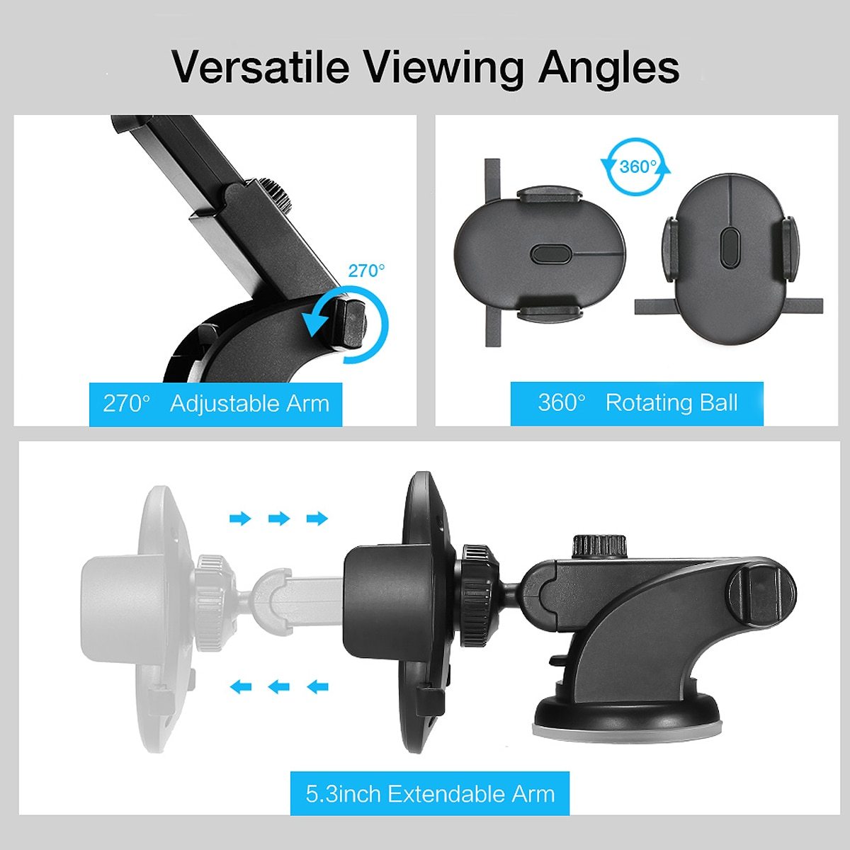 Flag Village Auto Tools Car Phone Holder Long Rod Telescopic Car Dashboard Suction Cup Type