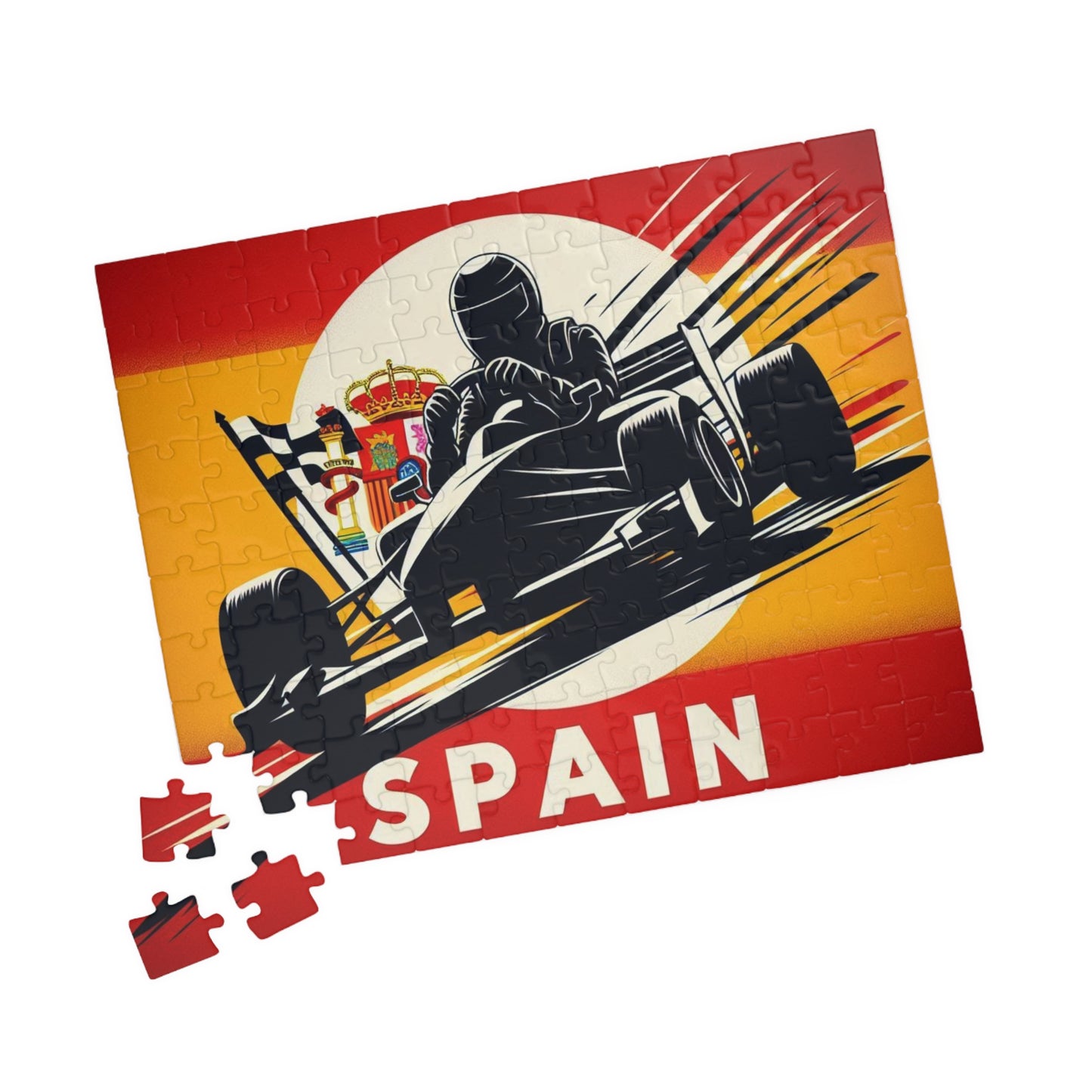 Flag Village Spain Racing Car Sporting Flag Puzzle (110, 252, 520, 1014-piece) ESP0013