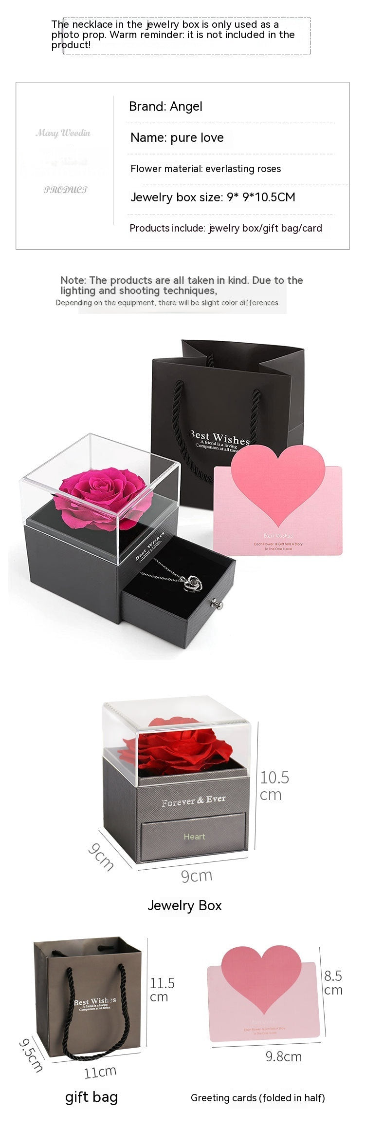 Flag Village Preserved Flower Rose Jewelry Box Acrylic Gift Box