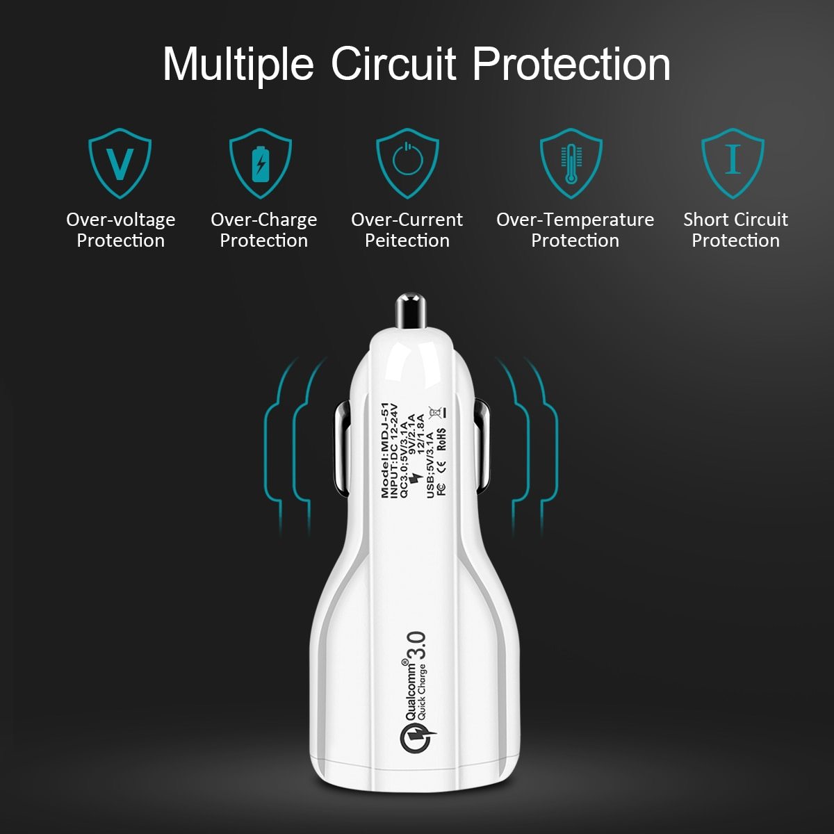Flag Village Auto Tools Quick Charge 3.0 Car Charger For Mobile Phone Dual Usb Car Charger Qualcomm Qc 3.0 Fast Charging Adapter Mini Usb Car Charger
