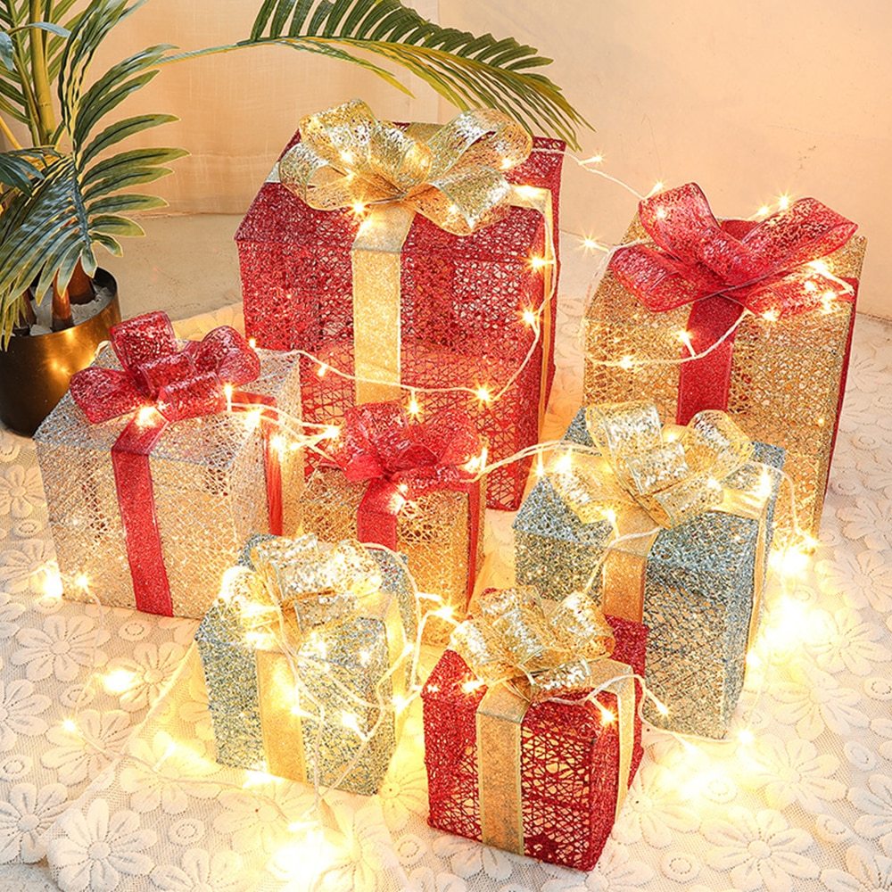 Flag Village Christmas wrought iron gift box three-piece set