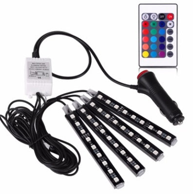 Flag Village Auto Tools Automotive atmosphere One to four lights Remote 4x9 LED atmosphere lamp Indoor foot lamp