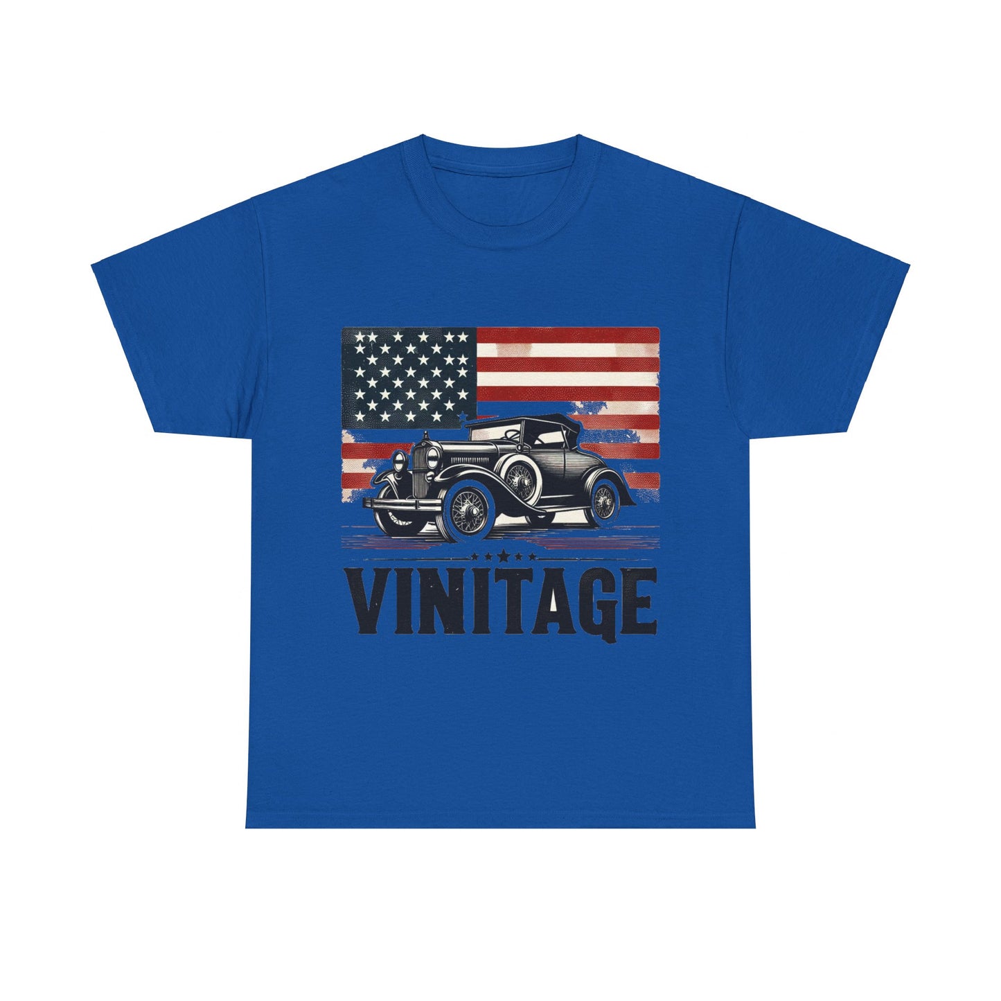 Flag Village USA Vintage Car Flag T-SHIRT Heavy Cotton Tee USA0002