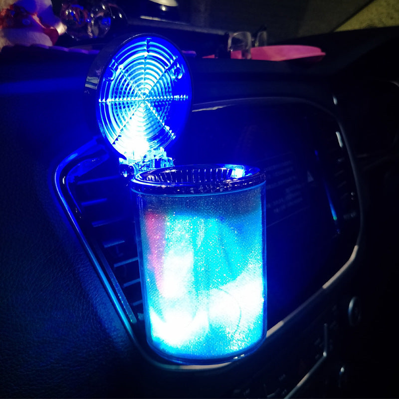 Flag Village Auto Tools Car Ashtray With LED Light RGB Ambient Light Cigarette Cigar Ash Tray Container Trash Can Portable Ashtray Auto Accessories